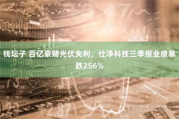 钱坛子 百亿豪赌光伏失利,仕净科技三季报业绩暴跌256%